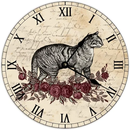 Vista 13 de Reloj de pared retro francés vintage con diseño de bruja y cráneo de bruja, reloj de pared de madera, funciona con pilas, decoración de pared
