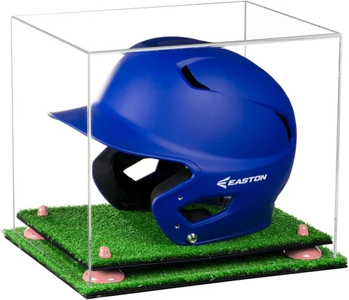 Vista 119 de Better Display Cases Vitrina acrílica para casco de bateo de béisbol con espejo, elevadores rosados, montaje en pared y base de espejo (V22/A012)
