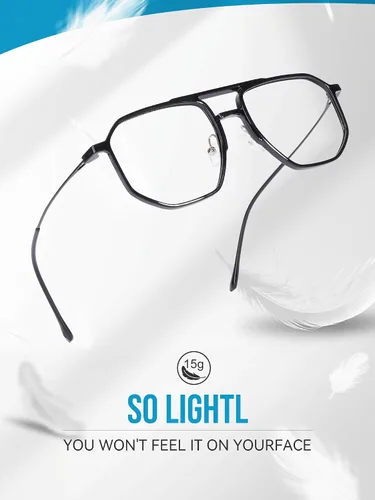 Vista 5 de Gafas de Luz Azul Unisex, Marco de Gafas de Computadora de Metal Tr90 Ligero y Delgado