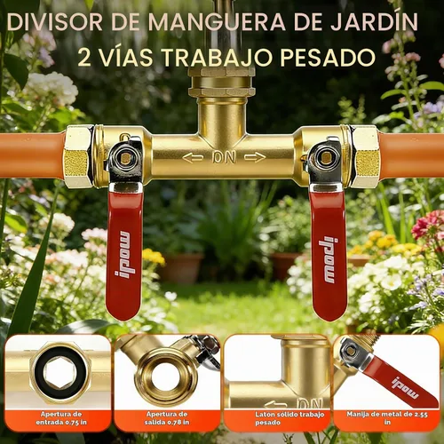 Vista 5 de Divisor de manguera de jardín, divisor de manguera de jardín de flujo completo, resistente al aire libre, adaptador de manguera resistente al óxido