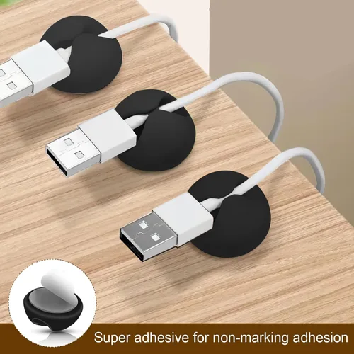 Vista 5 de Organizador de cables, organizador de cables, soporte de silicona compacto para organizar escritorio, mesita de noche, cargador de teléfono