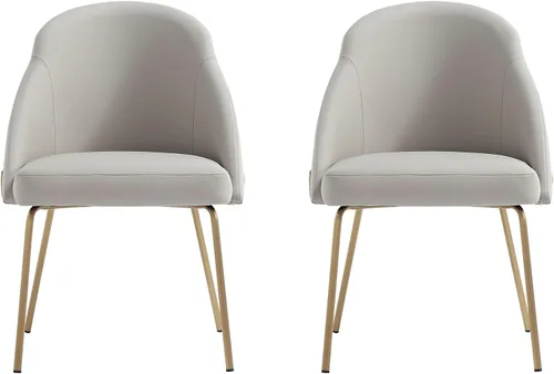 Vista 11 de Manhattan Comfort Gracie - Juego de 1 sillas de comedor modernas de piel sintética, asiento tapizado de piel sintética, patas de acero, espuma