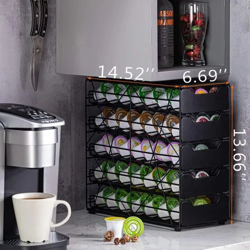 Vista 2 de K - Portavasos para mostrador pequeño para Keurig K-cup Holder para Mr Coffee for Tea (105 cápsulas-5 niveles)