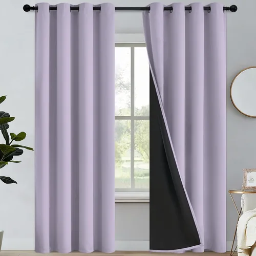 Vista 181 de Yakamok Cortinas negras, cortinas de ventana con aislamiento térmico y eficiencia energética para dormitorio, cortinas opacas completas y cortinas