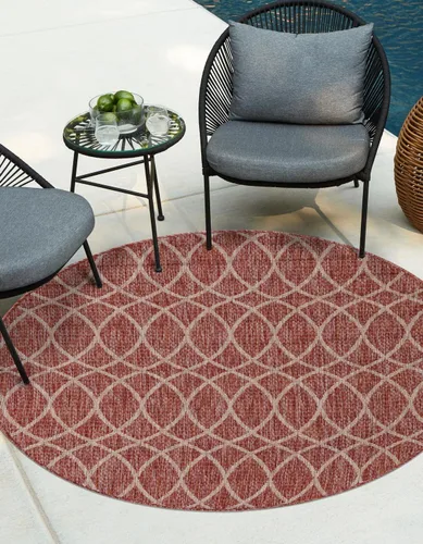 Vista 29 de Unique Loom Outdoor Trellis Collection - Alfombra de área (10 pies, redonda, verde/marfil)