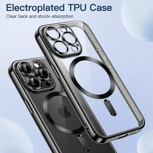 Vista 3 de JETech Funda magnética para iPhone 15 Pro de 6.1 pulgadas, protección completa de lente de cámara, compatible con carga inalámbrica MagSafe, funda