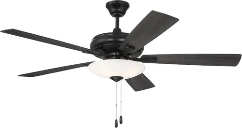 Vista 4 de Craftmade Ventilador de techo Eos de 52 pulgadas con 3 luces en acabado negro plano con cuchillas reversibles planas negras/madera gris