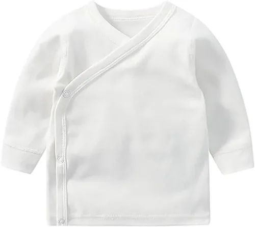 Vista 19 de HAOLUKI Baby Long Sleeve Side-snap Cotton Shirt Unisex Newborn Girls Boys Kimono Tee Shirts Top