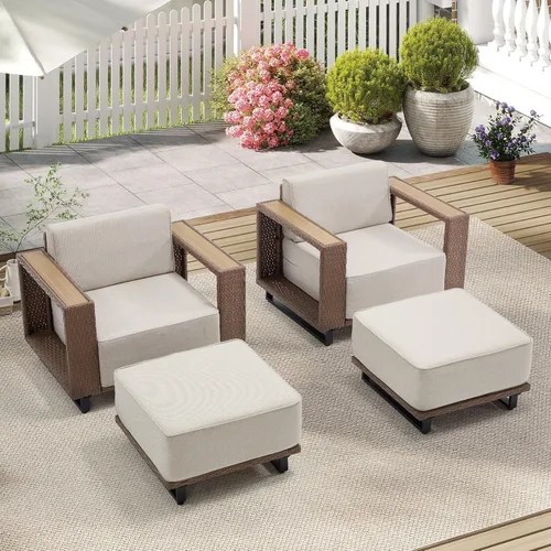 Vista 9 de Bonzy Home Patio sofá de 3 plazas, sofá seccional al aire libre de mimbre