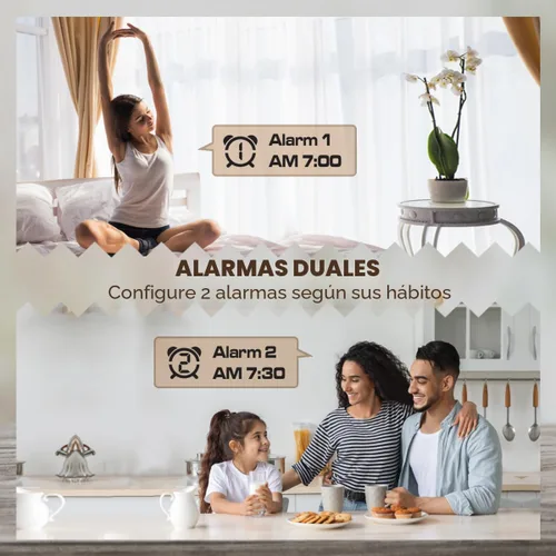 Vista 4 de Reloj Despertador Digital Pequeño, Relojes Electrónicos LED de Superficie Espejada con Pantalla Grande, Brillo Ajustable y Función de Repetición