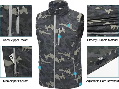 Vista 6 de Little Donkey Andy Chaleco de secado rápido para hombre, sin mangas, elástico, resistente al viento, para golf, ciclismo, correr