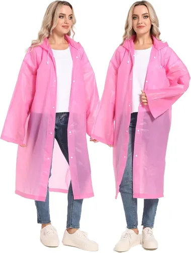 Vista 69 de 2 abrigos de lluvia de Borogo para adultos, chaquetas de lluvia reutilizables para hombres y mujeres