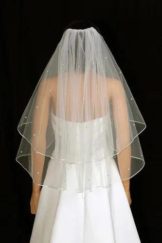 Vista 3 de SAMKY 2T 2 Tier Rattail Scattered Rhinestone Crystal Bridal Wedding Veil