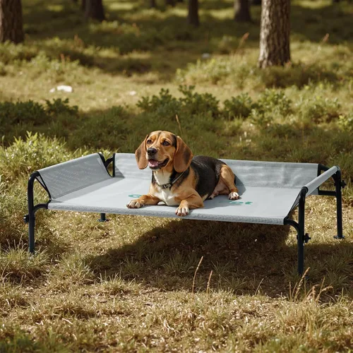 Vista 8 de Gardner Pet Cama elevada para perros de tamaño mediano, cama elevada para exteriores, impermeable, portátil, refrigerante, para mascotas, con Negro