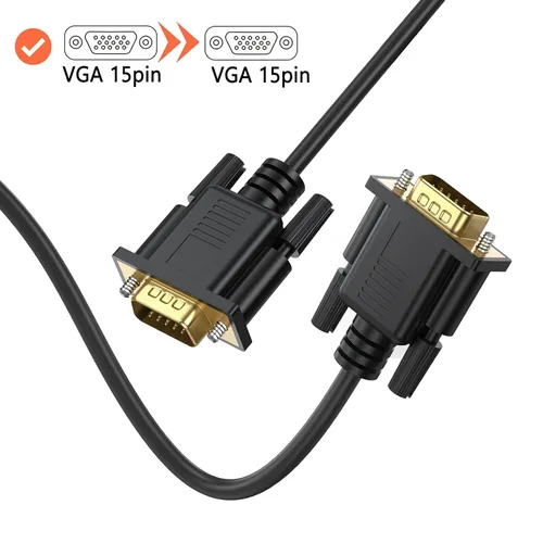 Vista 5 de Cables VGA de 3 pies, cable de monitor de computadora VGA macho a macho, 1080 p a 60 Hz, cable de video Full HD de 15 pines para computadora, PC