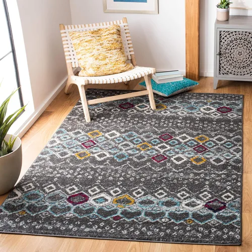 Vista 42 de SAFAVIEH Amsterdam Collection Alfombra Decorativa - 2.3 pies x 4 pies, Negro & Multi, Diseño Marroquí Bohemio, Sin Desprendimiento y Fácil Cuidado