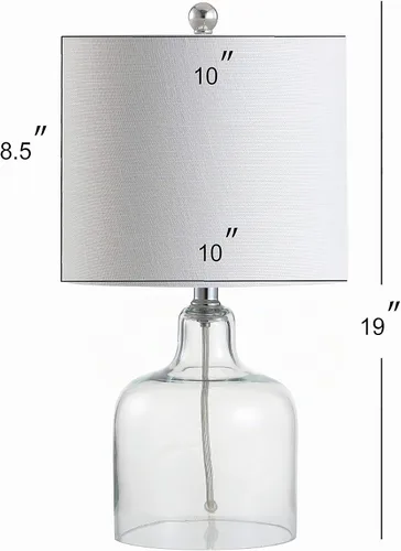 Vista 3 de JONATHAN Y Gemma - Lámpara de mesa con campana de cristal de 19 pulgadas, transparente White Linen Round Shade, Chrome Metal Hardware, Rotary
