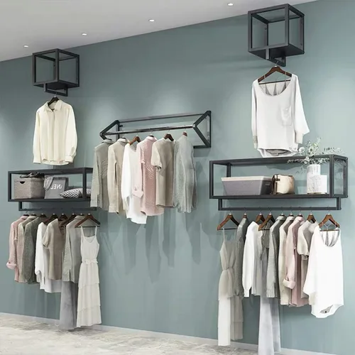 Vista 5 de Percheros creativos triangulares para ropa en tiendas de ropa, estante colgante de pared para el hogar, toalleros para almacenamiento en el baño