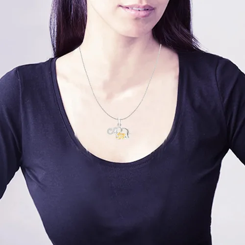 Vista 4 de LeCalla Collar de plata de ley 925 con colgante de elefante de buena suerte con diseño de animales de buena suerte, regalo de joyería para mujeres