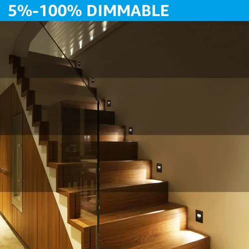 Vista 3 de LEONLITE - Luces LED para escalones de 3CCT 120V, 3.5W 110LM regulables del 5% al 100%, impermeables para interiores y exteriores, verticales, luz