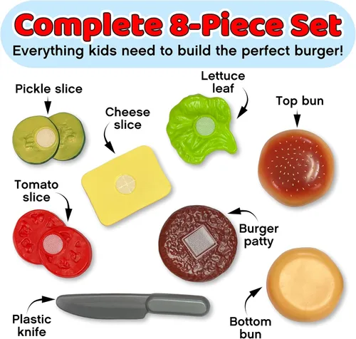 Vista 4 de Small World Toys Living - Build-A-Burger - Juego de 8 piezas