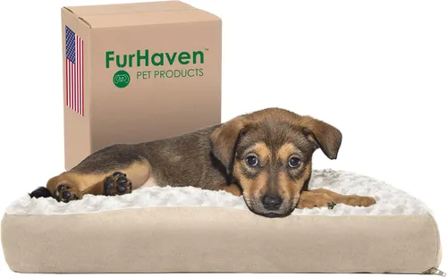Vista 27 de Furhaven - Cama para perros y gatos, cojín de lujo, diseño rectangular tradicional, cama para mascotas con funda extraíble para perros y gatos
