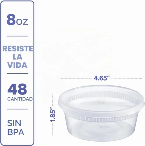 Vista 8 de GUSTO Contenedores de plástico de 8 onzas con tapas