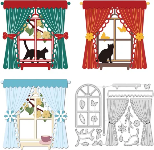 Vista 19 de INFUNLY 11 piezas de troqueles de plumas de metal, troqueles para hacer tarjetas, plantillas de plumas en capas, troqueles para relieve para álbum
