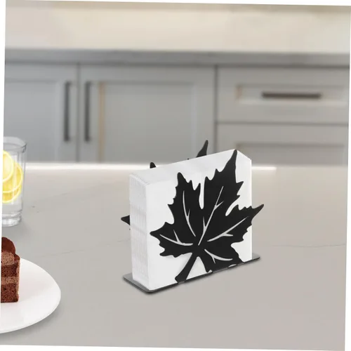 Vista 7 de HOMSFOU decoración de mesa de comedor decoración de Navidad decoración del hogar soporte de toalla de papel negro Soporte de servilleta vertical