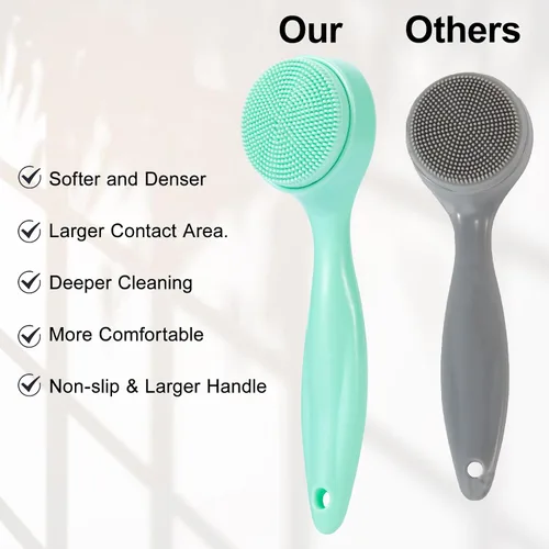 Vista 9 de Paquete de 2 cepillos exfoliantes de silicona para la cara, cepillo manual de limpieza facial manual, limpiador de puntos negros, cerdas suaves