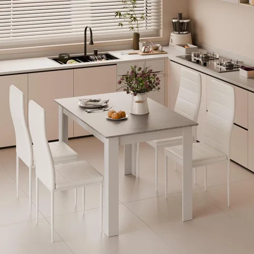 Vista 4 de Mondeer Juego de mesa de comedor para 4, sillas de mesa de cocina con respaldo alto, juego de comedor y oficina en casa, 47.2 x 35.4 x 29.5 pulgadas