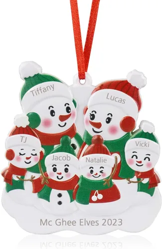 Vista 30 de JewelOra Adornos de Navidad, personalizados de 2 a 6 miembros de la familia, adorno personalizado para árbol de Navidad, decoraciones de vacaciones