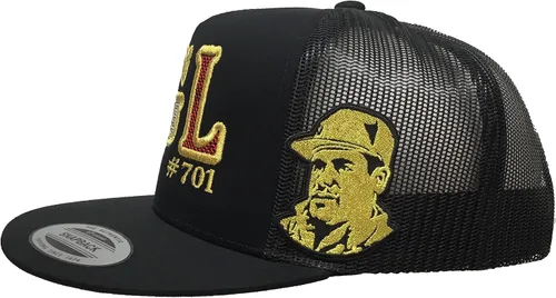 Vista 2 de México JGL El Chapo Guzman 2 Logos Sombrero de malla negra Snapback, Negro