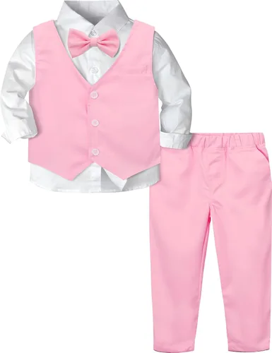 Vista 48 de A&J DESIGN Conjunto de traje de caballero para niños pequeños, 3 piezas, camisas, chaleco y pantalones