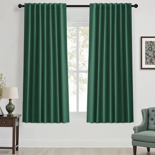 Vista 24 de UHITECH Cortinas cortas de lino de 24 pulgadas de largo para ventanas pequeñas de granja, cortinas opacas modernas para sala de estar, pestañas