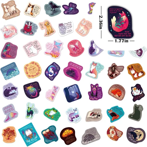 Vista 6 de Ychsring Calcomanías de afirmación de animales – 50 calcomanías de vinilo impermeables con cita positiva para botella de agua, laptop, funda