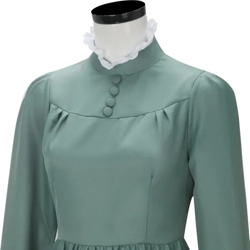 Vista 6 de Sophie Hatter - Disfraz de Halloween, vestido de línea A, para adultos, mujeres y niñas, color verde, de manga larga, disfraz de princesa