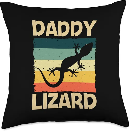 Vista 4 de Cool Lizard For Men Dad Reptile Lover Crested Gecko Iguana Throw Pillow