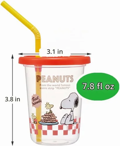 Vista 5 de Skater SIH2ST-A Tumbler with Straw, 8.1 fl oz (230 ml), 3 Pieces, Snoopy 80s Cafe, Made in Japan