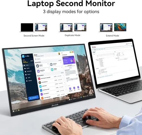 Vista 5 de Monitor portátil de 18.5 pulgadas 120Hz FHD 1080P HDMI USB-C, 99% sRGB, monitores de juegos HDR Altavoces incorporados Kickstand y VESA Segunda