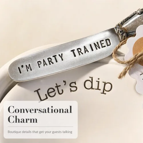 Vista 4 de Mud Pie Circa Lets Dip Set Blanco 2" x 6