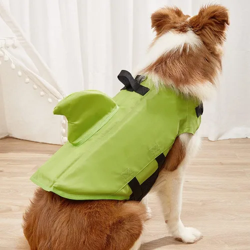 Vista 9 de Snik-S Chaleco salvavidas para perros - Preserver con cinturón ajustable, chaqueta de tiburón para nadar para mascotas para perros de nariz corta