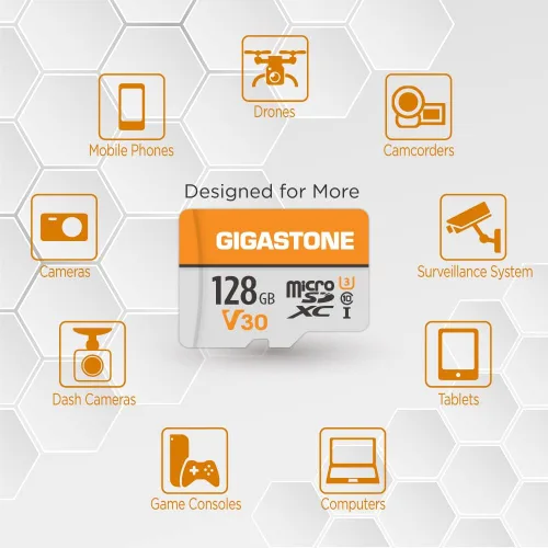 Vista 4 de GIGASTONE Paquete de 2 tarjetas Micro SD de 128 GB, grabación de video A1 V30 4K, compatible con cámara de seguridad, cámara de salpicadero, drone