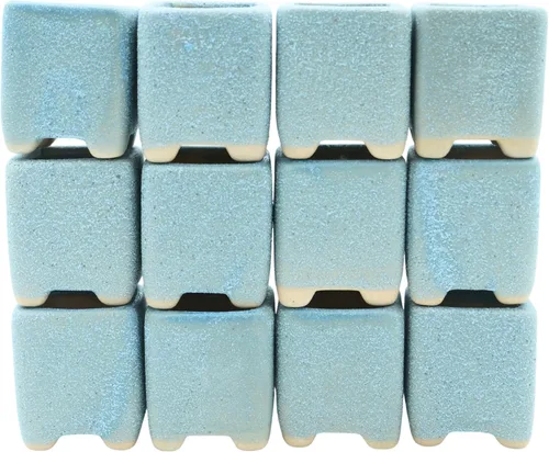 Vista 11 de Paquete de 12 macetas cuadradas modernas para suculentas de 1.6 pulgadas con gran orificio de drenaje, macetas rústicas de cerámica texturizada
