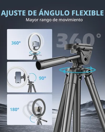 Vista 4 de UBeesize - Luz en forma de anillo de 12 pulgadas con soporte, luz en forma de anillo para selfies con soporte de trípode extensible de 50" y soporte