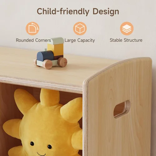 Vista 7 de ONBRILL Estantería Montessori de 8 cubos, estantería y organizador de almacenamiento de juguetes para habitación de niños, estantería de madera de 3
