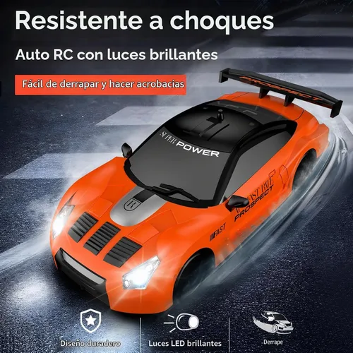 Vista 5 de Auto de control remoto RC Drift Car 2.4GHz escala 1:24 4WD 15KM/H Modelo de vehículo de alta velocidad con luces LED Drifting Tire Racing Sport Toy