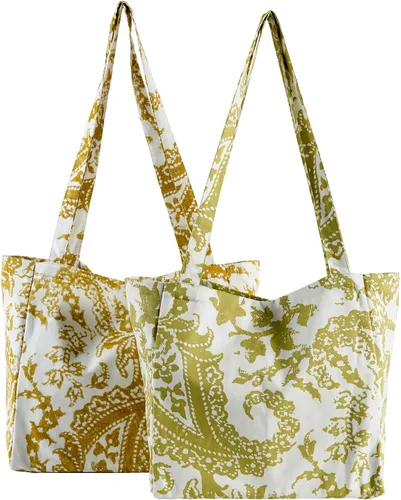Vista 15 de HPD Half Price Drapes Bolsas de compras reutilizables para comestibles, paquete de 2 bolsas de algodón ligeras PRCT-GB81602-ST, Aiden Geometric