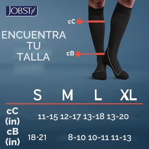 Vista 6 de JOBST Calcetines deportivos de compresión hasta la rodilla, 20-30 mmHg, negro/negro frío, talla S Negro frío/Negro