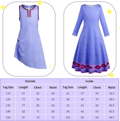 Vista 4 de BLOOMIRO Disfraz de Asha de Wish para niñas, disfraz de princesa con accesorios